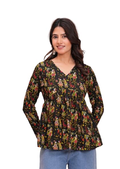Image of SIROTA Rayon Short Top for Women | Tunic for Jeans | Western Short Kurti | Stylish Straight Ladies Kurta | Ethnic Kurta for Girls