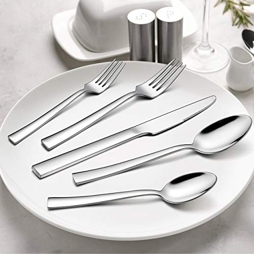 Homikit 46-Piece Silverware Set With Serving Utensils, Stainless Steel Square Flatware Cutlery Set For 8, Modern Home Restaurant Hotel Eating Utensils, Includes Fork Spoon Knife, Dishwasher Safe #TOP5