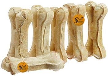 Sage Square Premium Pressed Rawhide Bone Treat for Healthy Dog Heathcare (5 Inch) (Pack of 6 Bones)
