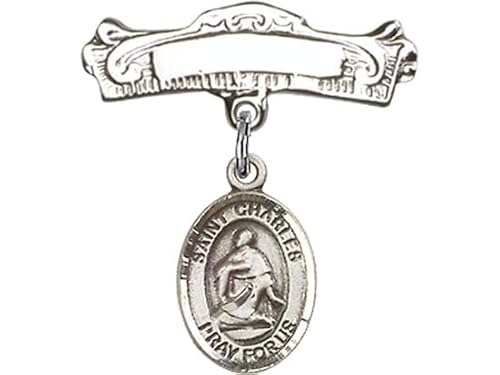 Sterling Silver Lapel Pin with St. Charles Borromeo Charm and