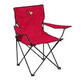 Logo Brands NCAA Louisville Cardinals Portable Quad Chair – Powder-Coated Steel Folding Tailgate Chair with Armrests, Built-In Cup - Includes Carry Bag, Great For Outdoor Events & Tailgates