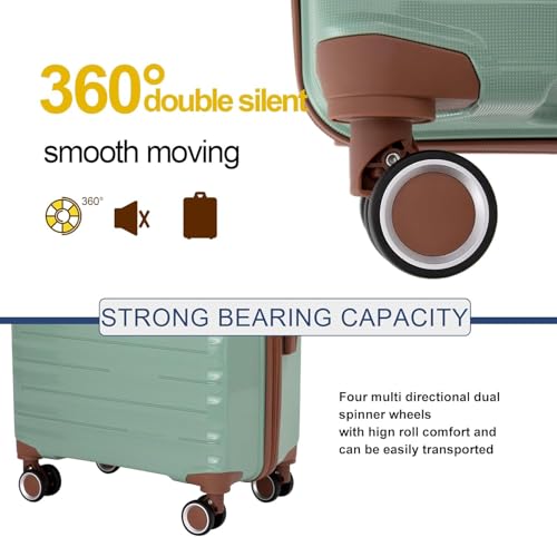 Travelhouse 5 Piece Luggage Sets with Spinner Wheels, Hardshell PP Suitcase Set with Tsa Lock, Lightweight Hardside Travel Suitcases with Waterproof Duffle Bag for Men Women 6