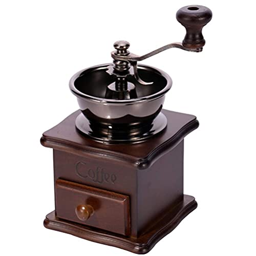 SXLCKJ Holz Manuelle Kaffeemühle Antik Gusseisen Handkurbel Kaffeemühlen mit Mahlgradeinstellungen & Catch Dr(Crusher)