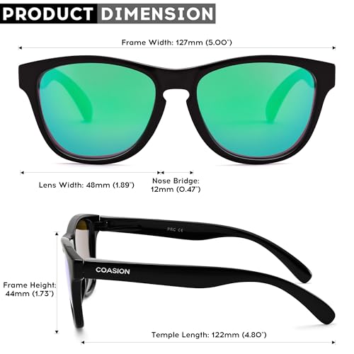 Image of COASION Classic Retro Kids Polarized Sunglasses for Boys & Girls Age 2-9 | UV400 Shatterproof Lightweight Sun Glasses with Brand Logo, Toddler Beach Outdoor Travel Sunnies, Children Summer Must-Haves