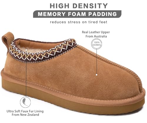 Slippers for Women Genuine Suede Water Resistant Women's Slippers with Memory Foam and Faux Fur Lining Comfy Furry Shoes Gifts for Women Footwear2