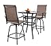 EMERIT Outdoor Swivel Bar Stools Bar Height Patio Chairs (Light Brown (Set of 2))