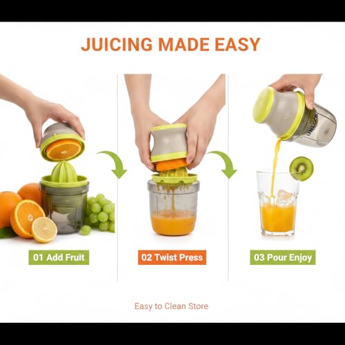 Image of Handheld Manual Juicer 1 Pc | Portable Citrus Juicer & Fruit Vegetable Squeezer | Heavy Duty Lemon Orange Press, Compact Kitchen Juice Maker, Easy Clean Lightweight Hand Juicer