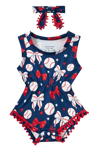 Image of BFUSTYLE Baby Girl Clothes 0-24 Months Outfit Sleeveless Infant Romper Bodysuit with Headband