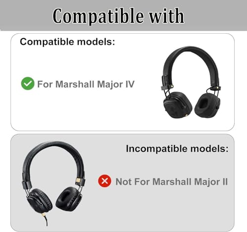 Repuesto Almohadillas Auriculares Cushions Muffs para Marshall Major 4, Cuero Proteico y Espuma de Memoria Suave (Negro) miniatura 2