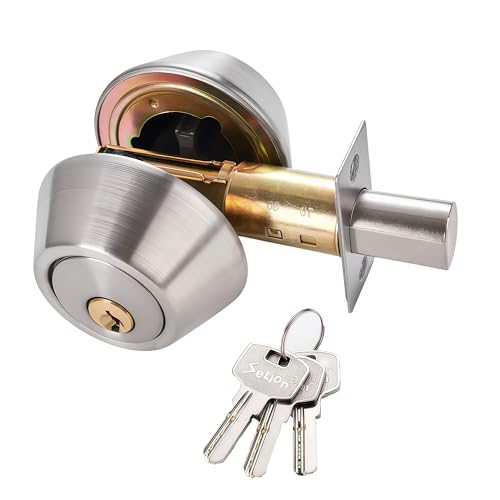 Eiqikayo Silver Steel Double-Head Cylinder Deadbolt Lock- High Security Anti-Kick Door Lock Easy to Install Fits Standard Doors for Home Apartment and Office Security
