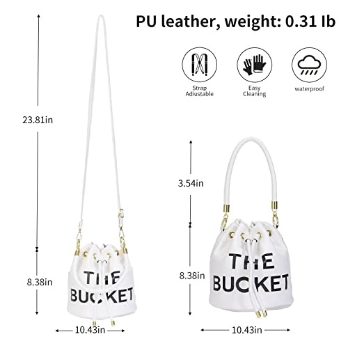 Image of JQAliMOVV Mini Leather Bucket Bags for Women Drawstring Bucket Purse Crossbody Handbags Hobo Bag