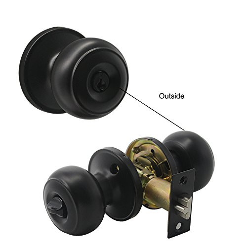 Gobrico Black Keyed-Alike Entry Door Knobs With Same Key 2Pack, Exterior/Interior Door Locks #TOP6