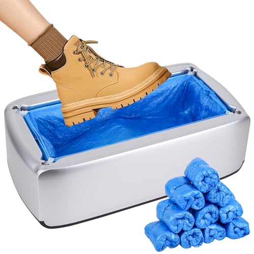 GreeSuit Upgrade Automatico Copertura Scarpe, Distributore di Scarpe, con coperture monouso in plastica per Ufficio, Fabbrica, Casa (Silver200Pcs)