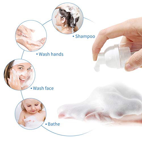 12 Pcs 2 oz 60 ML Clear Plastic Empty Travel Bottle,Mini BPA Free Foaming Dispenser Pump for Cleaning, Travel, shampoo, Cosmetics. 1Brush & 12 Labels Free.