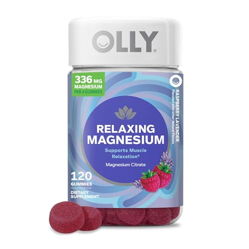 OLLY Relaxing Magnesium Gummies Supports Muscle Relaxation * Magnesium Citrate Raspberry Lavender Flavored 30 Day Supply - 120 Count