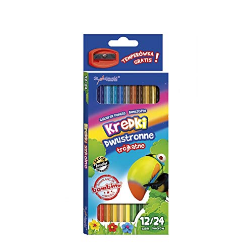 BAMBINO Two Sided Triangle Pencil Crayons 12 Pencils 24 Colours - KREDKI BAMBINO