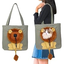 Cat Carrier Tote Bag with Lion Face Hole, Cat Carrier Bag with Head Hole, Cute Lion Shaped Pet Canvas Shoulder Bag Portable Carrying Bag for Small Dogs and Cats Pet Supplies