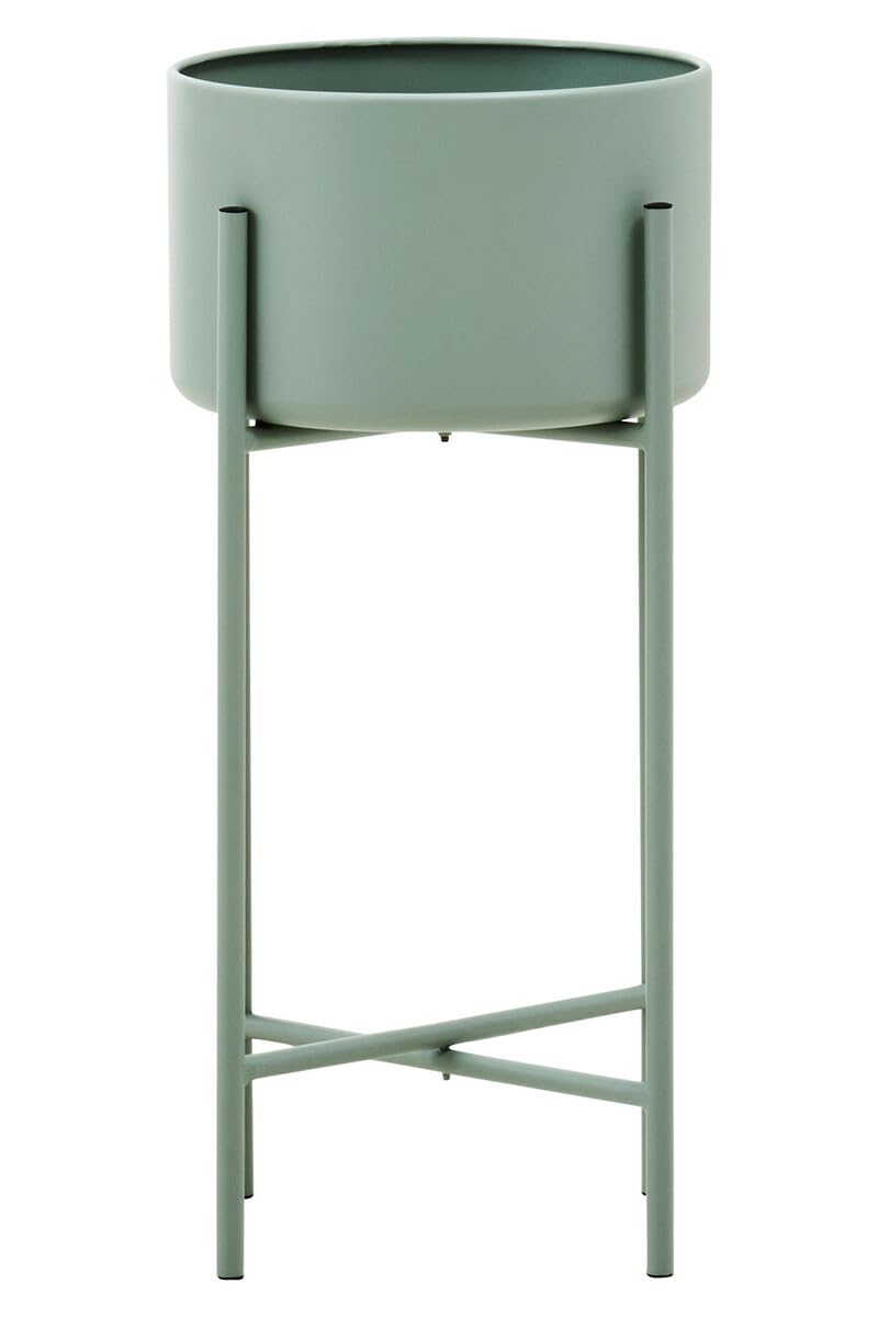 Interiors by PH Large Green Floor Planter - Iron Metal Stand - Contemporary Design