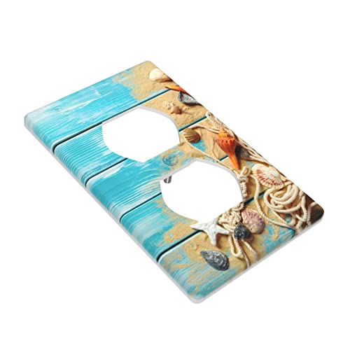 Board Beach Starfish Duplex Outlet Cover Wall Plates Decorate Outlet Covers For Electrical Outlets Switch Plate Decorative Wallplate Plug Cover 4.5*2.76 Inch #TOP2