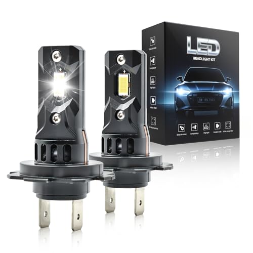 Onraying H7 LED, 45000LM 6500K Blanc Froid, 12V Ampoule H7 LED de Phares Voiture Automobile Avec Ventilateur, 900% Luminosité, 1:1 Mini Taille, IP68,...