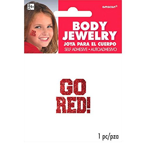 Amscan Go Red Non Toxic Glitter Body Jewelry, 5