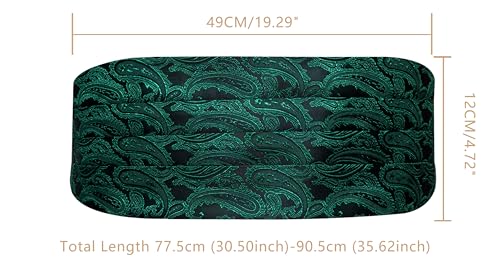 Image of YOHOWA Men Cummerbund Bow Tie Set Silk Paisley Formal Pre-Tied Bowtie Pocket Square Cufflinks Wedding Party Prom
