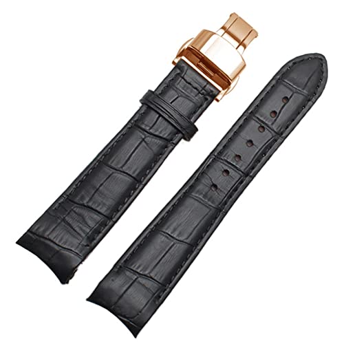 Bracelet de montre Curve en cuir véritable avec boucle papillon élégante