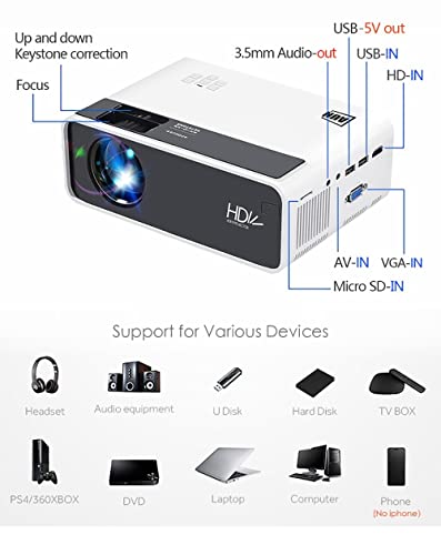Image of AUN D60 Mira LED Projector 3200 Lumens 1080p Supported Resolution Multiple Ports Built-in Speaker Portable Mirroring Projector Home Cinema Full HD Projector