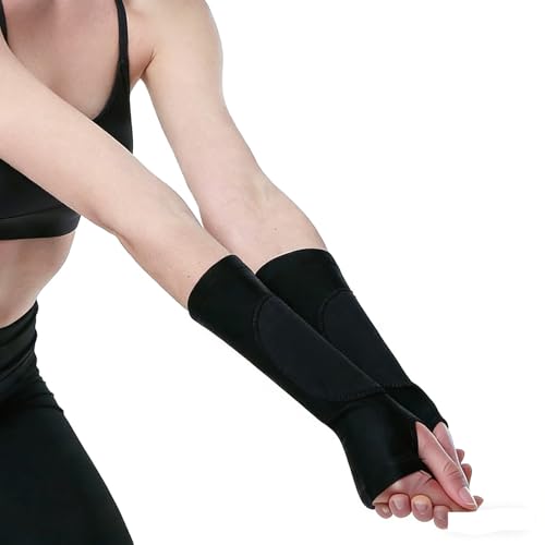 L LK SPORTS Volleyball Arm Sleeves for Girls Passing Forearm Sleeves with Protection Pads and Thumbhole for Youth Black M