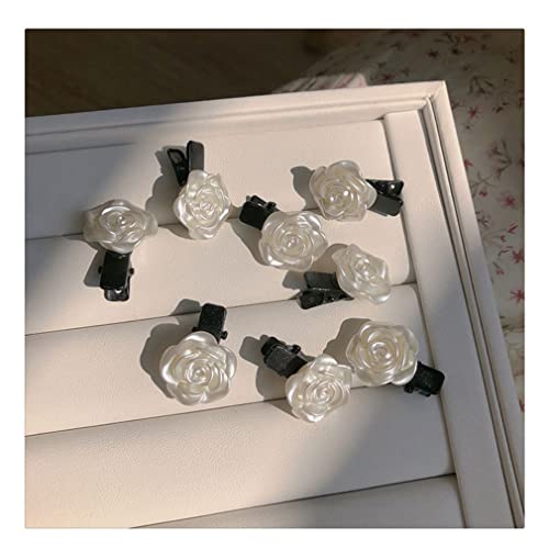 Mini Hair Clips Flower Clips Small Rose Hair Clips White Rose Claw Clips Duckbill Hair Accessories For Women Brides Girls School Party Gifts #TOP6