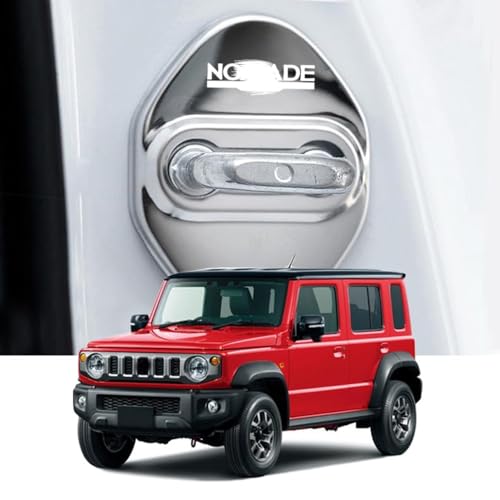 FOR新型 ジムニーノマド JC74 5ドア(2025年4月?)カスタムパーツ 車のドアロックカバー ドアロック保護カバー ステンレススチール 防錆 傷防止 耐摩耗性 取り付け簡単 4個 ジムニーノマド アクセサリー (銀)