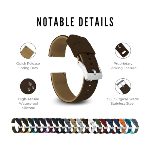 Image of BARTON Elite Silicone Watch Bands - Quick Release - Choose Strap Color & Buckle Color (Stainless Steel, Black PVD or Gunmetal Grey) - 18mm, 20mm, 22mm & 24mm Watch Straps