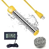 HISVICON Immersion Water Heater Bucket Heater 1500W Portable Water Heater for Pool with Stainless Steel Guard and Digital LCD Thermometer Suitable for Non-Conductive containers Such as bathtubs