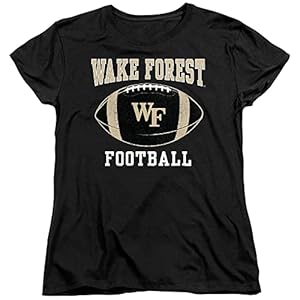 Wake Forest Demon Deacons Official Football Ball Women’s T Shirt,Black, Medium
