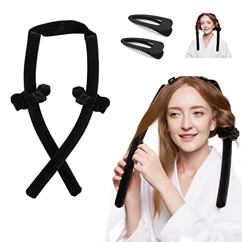 Rizador de Pelo Sin Calor DUAIU Heatless Hair Curlers Antideslizante Rizador de Pelo Sin Calor Durante La Noche Con Pinza de Pelo Rizador Sin Calor Negro Cover