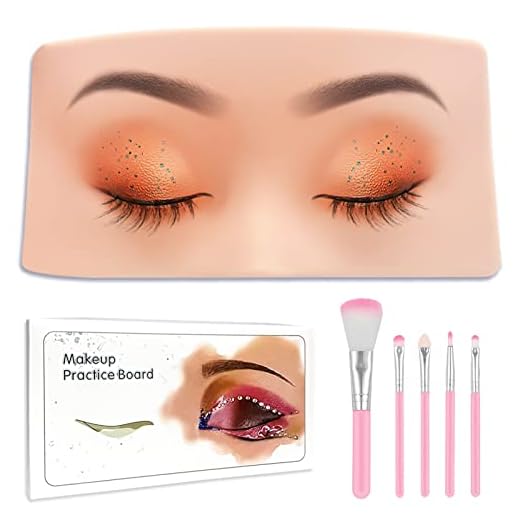 Makeup Practice Face, Silicone Reusable Practicing Makeup Board, Face Eye Makeup Eyeshadow Eyelash Beginners Makeup Training, The Perfect Aid to Practicing Makeup with 5 Makeup Brush (1pcs)