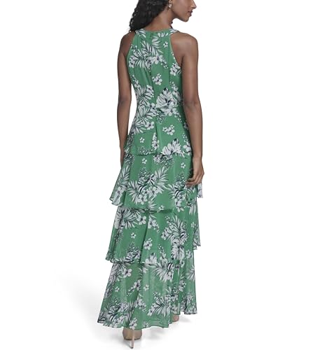 Image of Tommy Hilfiger Women's Sleeveless Halter Neck Tiered Skirt Maxi Dress