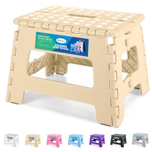 Image of Dyforce Kids Step Stool 9 Inch, 300lbs Folding Step Stool for Toddler | Step stool for Khaki,Anti-slip Heavy Duty with Handle, Lightweight Foldable Foot Stool for Bathroom Kitchen Bedroom Outdoor