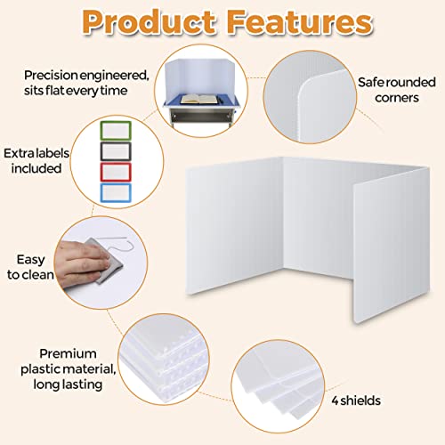 4-Pack Classroom Privacy Shields For Student Desks - Easy To Clean Plastic Desk Divider Folder Study Carrel Sneeze Guard For Student Testing Dividers Boards #TOP2