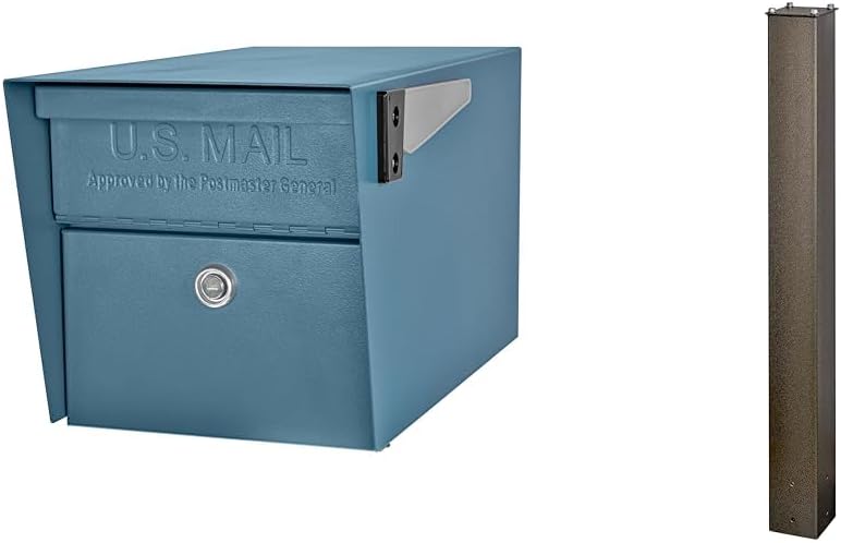Mail Boss 7584 Mail Manager Curbside Locking Security Mailbox and 7123 In-Ground Mounting Post Bundle