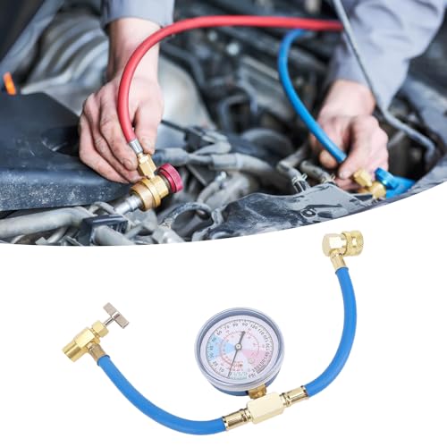 Kit de mangueras para refrigerante, kit de recarga de refrigerante para aire acondicionado con manómetro, válvula dispensadora de lata de 1/2 pulgada, acoplamiento rápido R134A para aire acondicionado automotriz miniatura 5