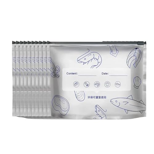 Generisch 2026 Lot de 10 sacs coulissants réutilisables en aluminium pour la conservation des aliments avec fond pratique pour la cuisine et le congélateur (C, taille unique)