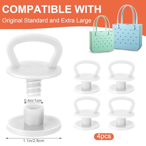 Image of Bag Strap Button Replacements with Hook, 4pcs Twist-Lock Rivets for Bogg Bag Handles, Durable Resin, Reusable Upgrade for Beach Tote Bags Accessories(White)