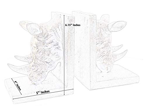 Bellaa 21800 Decorative Bookend The Cool Rinocer Retro Book Ends Industrial Rustic Vintage Style Rhino Golden Statues Bookshelves Home Decor 7 Inch #TOP5