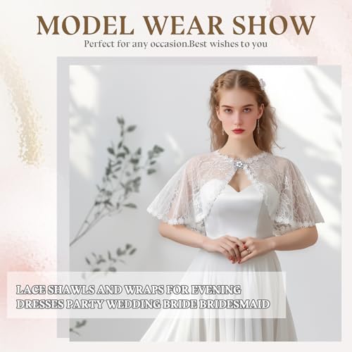 Lace Shawl Wraps For Women Formal, Bolero Shrugs Shoulder Cover For Evening Dresses Formal, Wedding Bridal Cape Chiffon Scarf4
