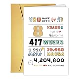 COLINHELIN Happy 8th Birthday Card, Cute Eight Years Old Birthday Gift for Son Daughter Grandson Granddaughter, Best 8th Bday Gift Idea for Girls Boys Children, 8st Birthday Gift Card From Dad Mom