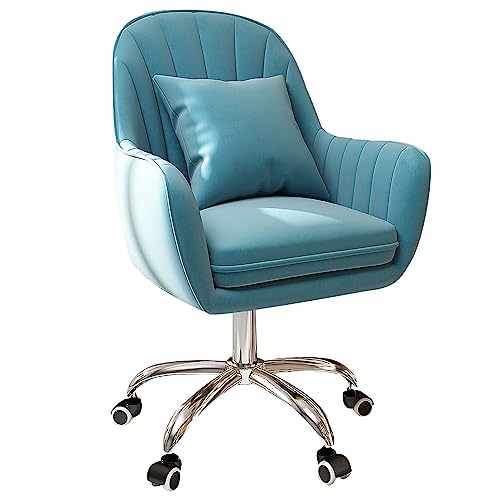 Silla de oficina ergonómica con ruedas giratorias de 360° para sala de estar, dormitorio, oficina, cómoda silla de escritorio con asiento tapizado y reposabrazos