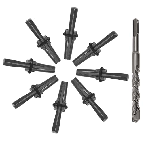 IVWNNN Rock Splitting Wedges 5/8 inch Rockhounding Tools with 160MM SDS Rotary Drill Bit for Splitting Granite, Marble, Concrete (8 Pack, 16mm)