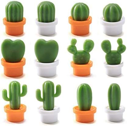 Refrigerator Magnet Kitchen Magnet Office Magnet whiteboard and Dry Cleaning Board, Lovely and Colorful Potted Design 12 Sets Cactus2