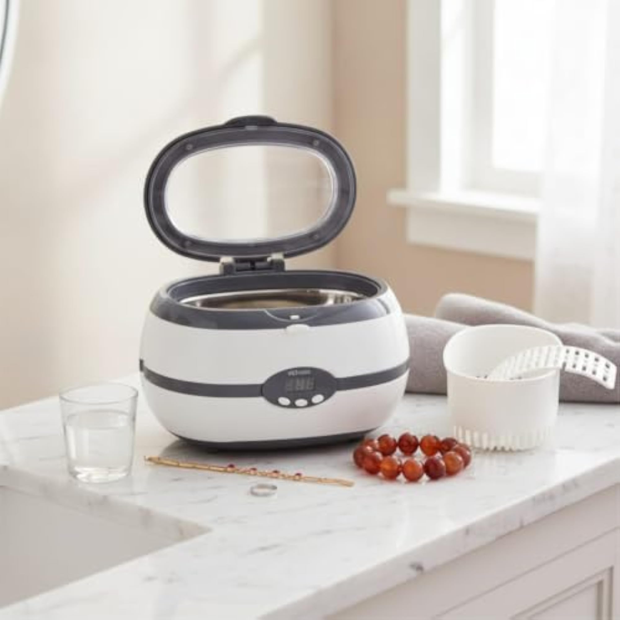 Compact Sonic Cleaner with Digital Display for Jewelers